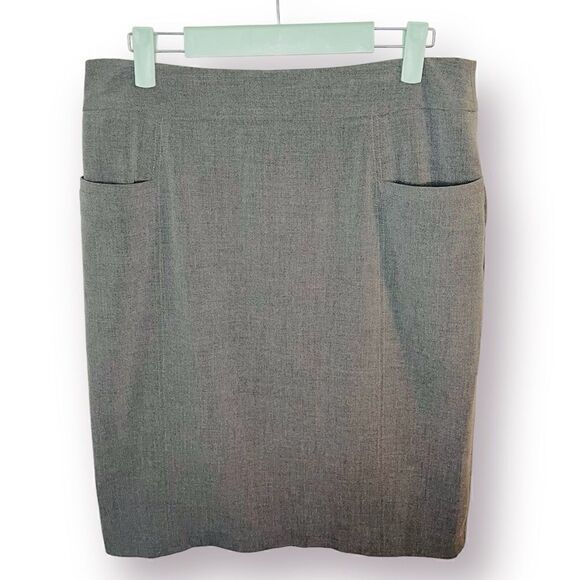 Apostrophe Essentials Pencil Mini Skirt Pockets Grey 8 - Picture 1 of 9